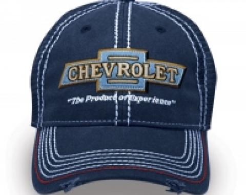 Chevy Cap, Frayed Navy/Mesh Vintage Hat with Classic Bowtie
