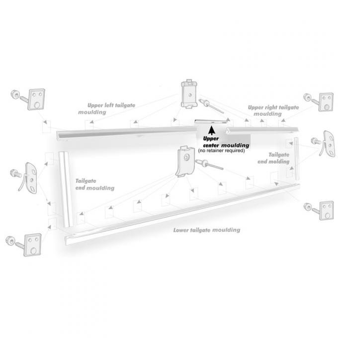 Dennis Carpenter Upper Tailgate Molding F100-250 - 1967-69 Ford Truck C7TZ-99423A94-A