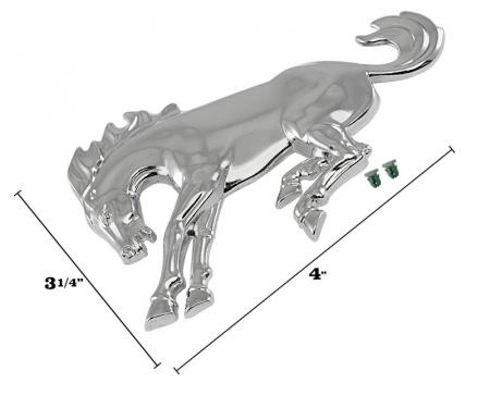 Dennis Carpenter Emblem - Bronco Horse - Original - Mounting Stud & Clip - Chrome - 1980-88 Ford Bronco, 2021-22 Ford Bronco E0TZ-16228-A