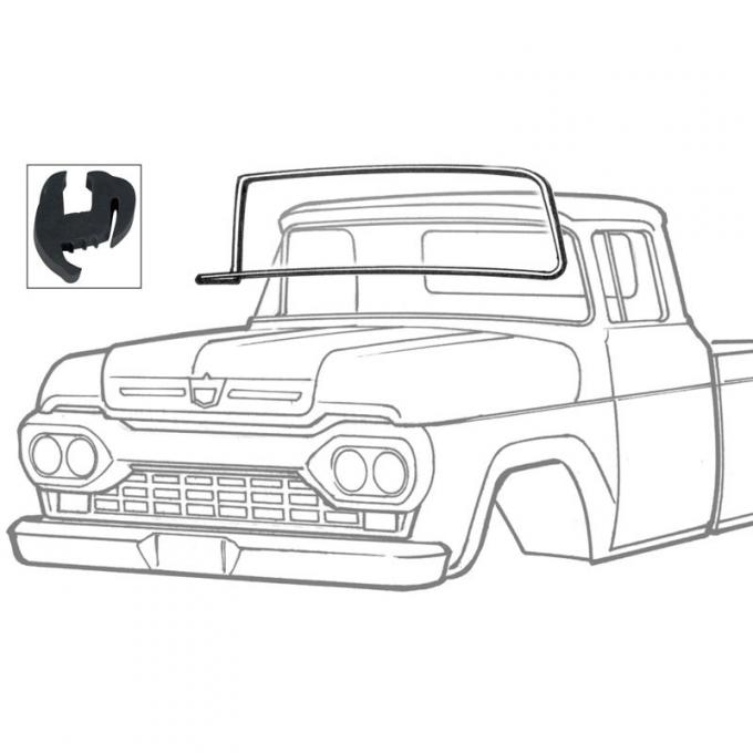 Dennis Carpenter Windshield Seal - No Groove for Chrome - 1957-60 Ford Truck B7C-8103110-A