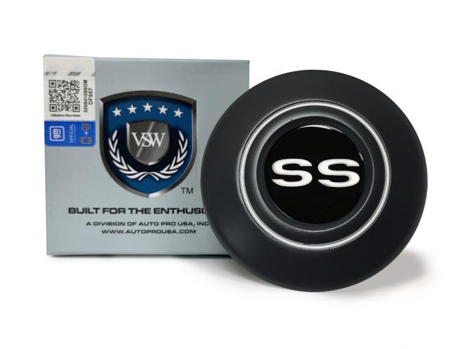 Auto Pro USA VSW Steering Wheel OE Series Horn Cap, Black Horn Cap, Chevy White SS STE1030-19B