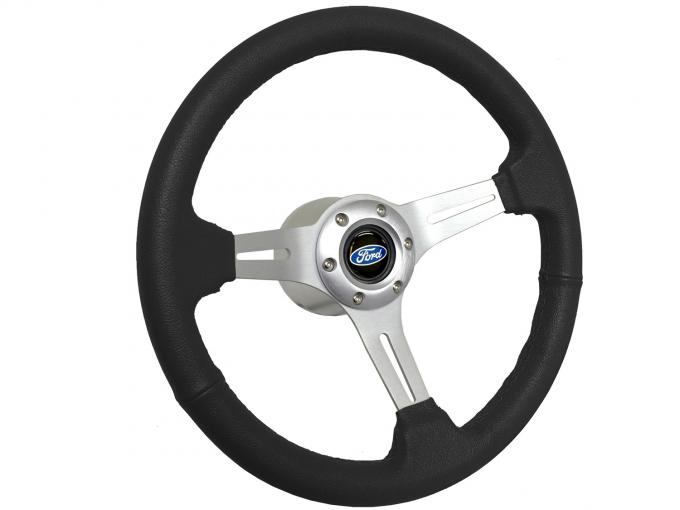 Auto Pro USA VSW S6 Sport Leather Steering Wheel Kit, Incl. 14 in. Dia. Steering Wheel, 6-Bolt Kit 70 mm ST3014B-10S-1BRU
