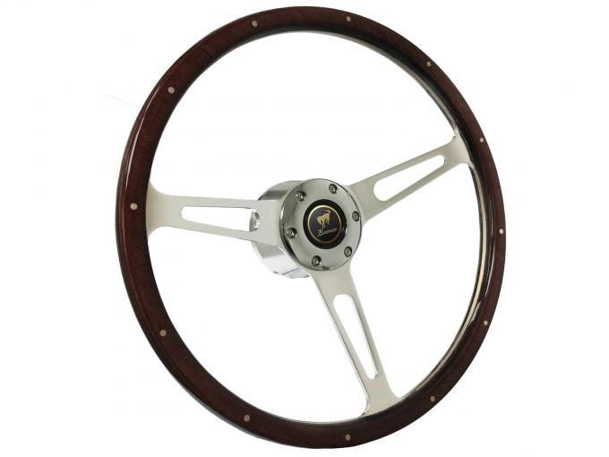 Auto Pro USA 1966-1972 Ford Bronco VSW S6 Classic Espresso Stained Wood Steering Wheel Kit, Deluxe, w/ Rivets ST3553A-9S-49CHR