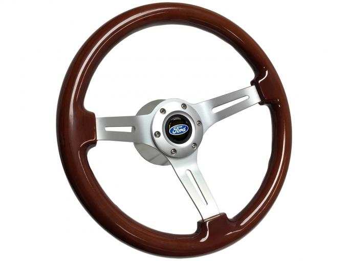 Auto Pro USA VSW Steering Wheel S6 Sport Wood Kit, Incl. 14 in. Dia. Mahogany Steering Wheel, 6-Bolt Kit 70 mm ST3027S-9S-1BRU
