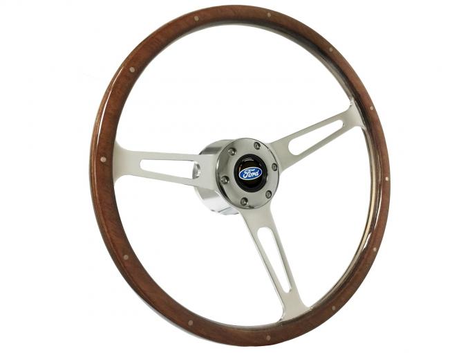 Auto Pro USA VSW S6 Classic Deluxe Wood Steering Wheel Kit, w/ Rivets, Incl. 15 in. Dia. Steering Wheel ST3553-10S-1CHR