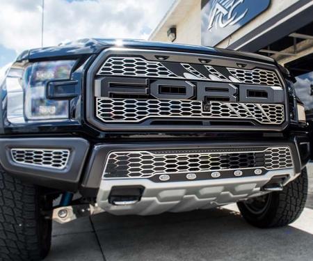 American Car Craft 2017-2018 Ford Raptor - Slash Style Upper Grille Overlays 2Pc, Stainless Steel (Polished) 772081