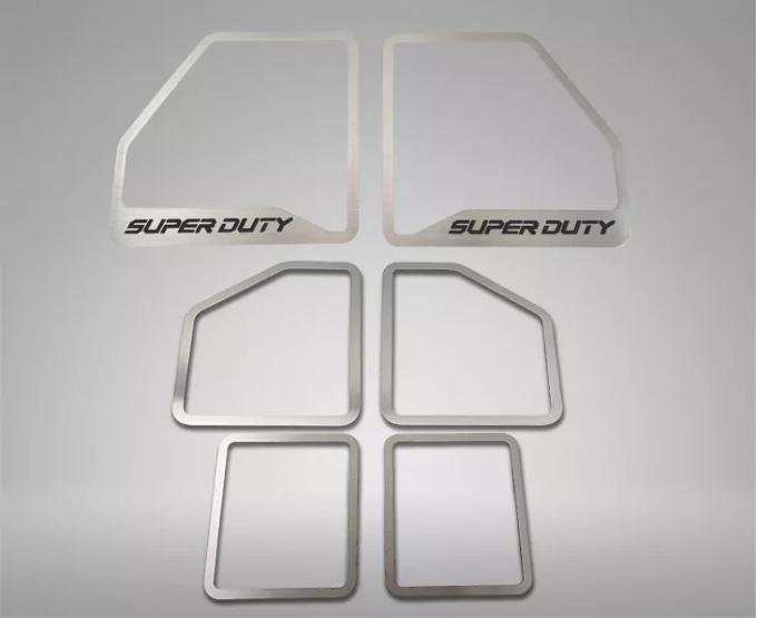 American Car Craft 2017-2022 Ford F250 Brushed Deluxe Door Speaker Trim "SUPER DUTY" Logo 6pc, Select Inlay 791034