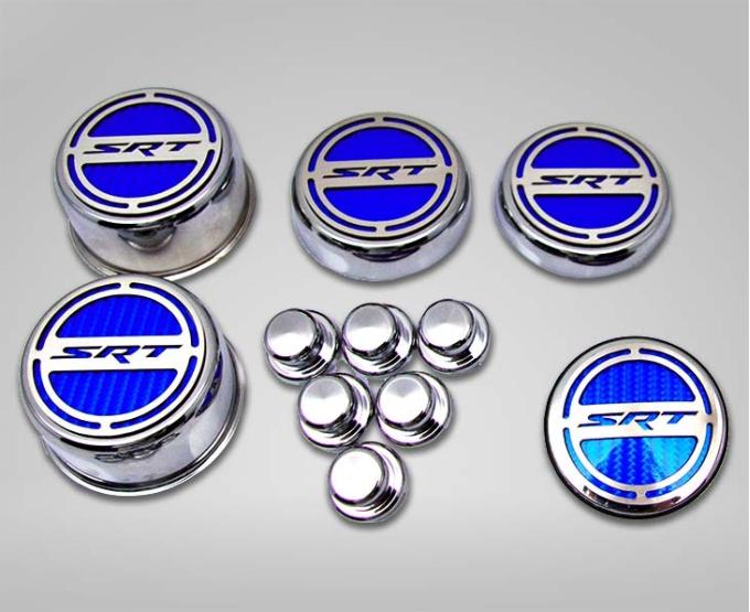 American Car Craft 2008-2018 5.7 Hemi V8 Engine - "SRT" Fluid & Shock Tower Cap Covers 11Pc, Choose Color 333052