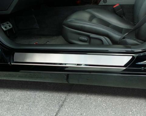 American Car Craft 2005-2013 C6 Corvette - Outer Door Sills Polished with Brushed Inserts 2Pc, Stainless Steel 041013