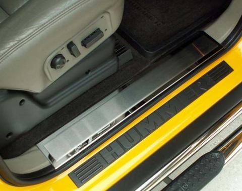 American Car Craft 2003-2007 Hummer H2 - Front Inner Door Sills 2Pc, Polished Stainless with  Brushed Insert 491004