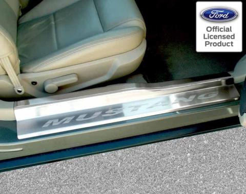 American Car Craft 2005-2009 Mustang V6/GT - Door Sills Etched MUSTANG 4Pc, Brushed Stainless Steel 271006