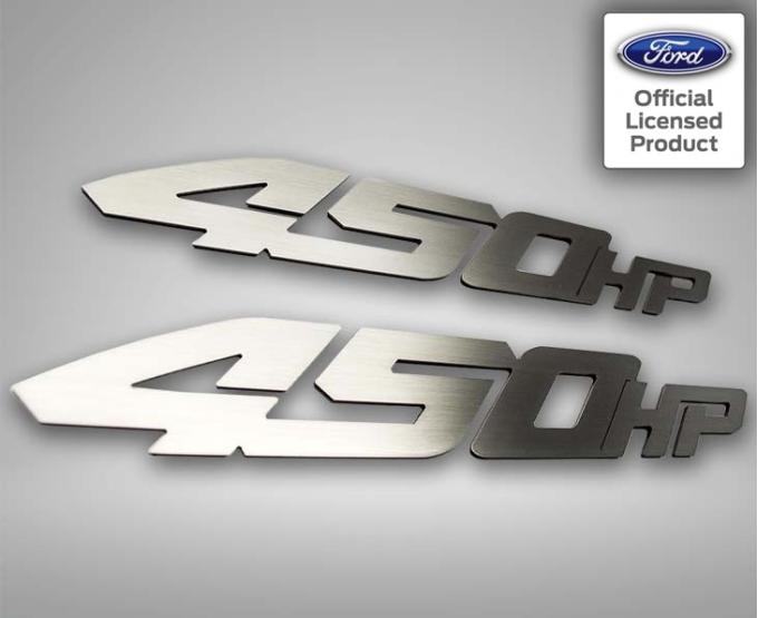 American Car Craft 2017-2018 Ford Raptor - 450 Horsepower Emblems 4 Styles 2Pc, Stainless Steel (Polished) 772047