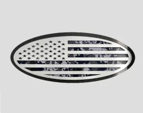 American Car Craft 2005-2014 Ford F150 Tailgate Emblem Replacement- Black Brushed Stainless Steel with Brushed American Flag Top Plate 762004