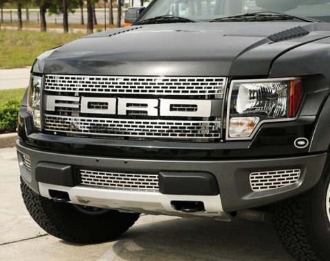 American Car Craft 2010-2014 Ford Raptor - Upper Front Grille 2Pc, Stainless Steel (Polished Finish) 772008