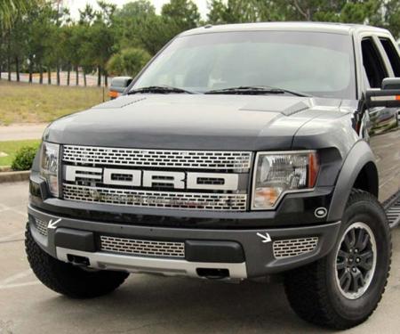 American Car Craft 2010-2014 Ford Raptor - Lower Front Outer Grille 2Pc, Brushed or Polished Stainless Steel (Polished) 772016