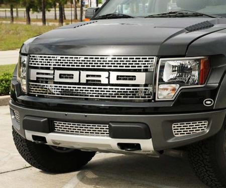 American Car Craft 2010-2014 Ford Raptor - Upper Front Grille 2Pc, Stainless Steel (Brushed Finish) 772007