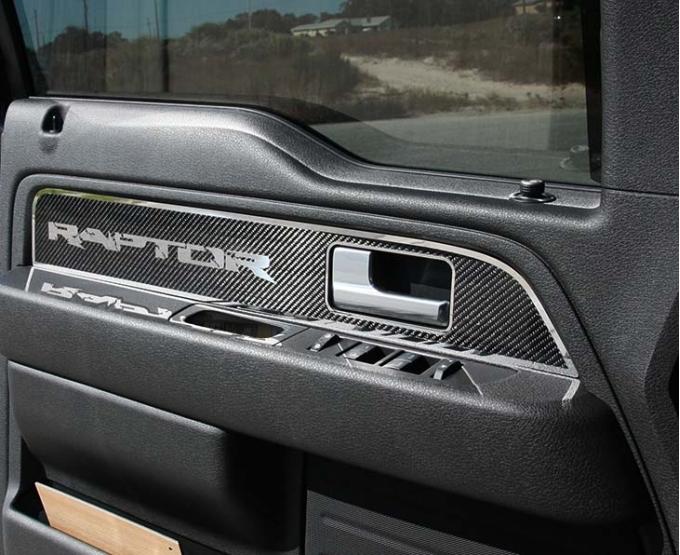 American Car Craft 2009-2014 Ford Raptor/F-150 - Carbon Fiber Front Door Panel Inserts 2Pc (Plain Carbon Fiber) 771044