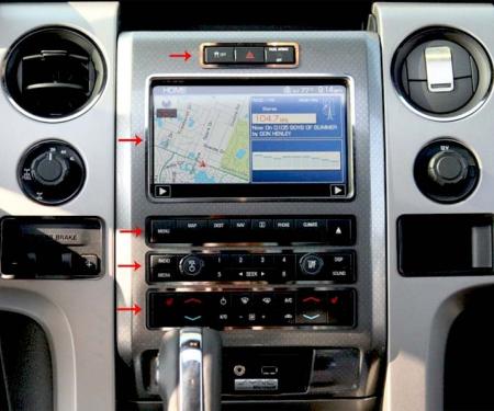 American Car Craft 2010-2012 Ford Raptor - Center Dash Trim Rings 5Pc, Stainless Steel (Brushed) 771009