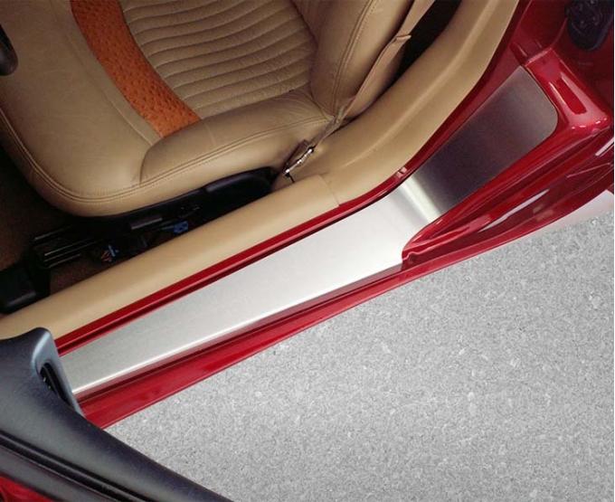 American Car Craft 1997-2004 C5/Z06 Corvette - Outer Door Sills NO Rib Style 2Pc, Brushed Stainless Steel 031018