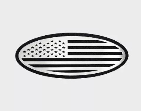 American Car Craft 2005-2014 Ford F150 Tailgate Emblem Replacement- Black Brushed Stainless Steel with Brushed American Flag Top Plate 762004