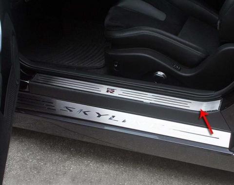 American Car Craft 2010-2013 Nissan GT-R - Inner Door Sills 2Pc, Brushed/Polished Stainless Steel 161017