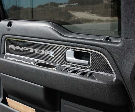 American Car Craft 2009-2014 Ford Raptor/F-150 - Carbon Fiber Front Door Panel Inserts 2Pc (Plain Carbon Fiber) 771044