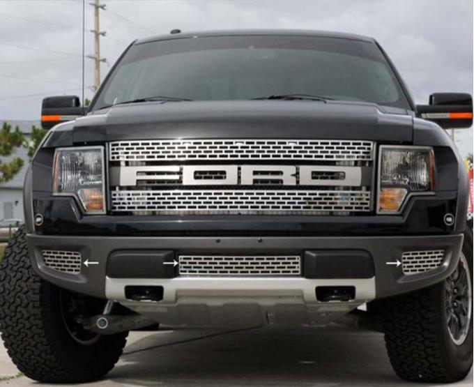 American Car Craft 2010-2014 Ford Raptor - Lower Front Grille 3Pc, Stainless Steel (Brushed) 772009