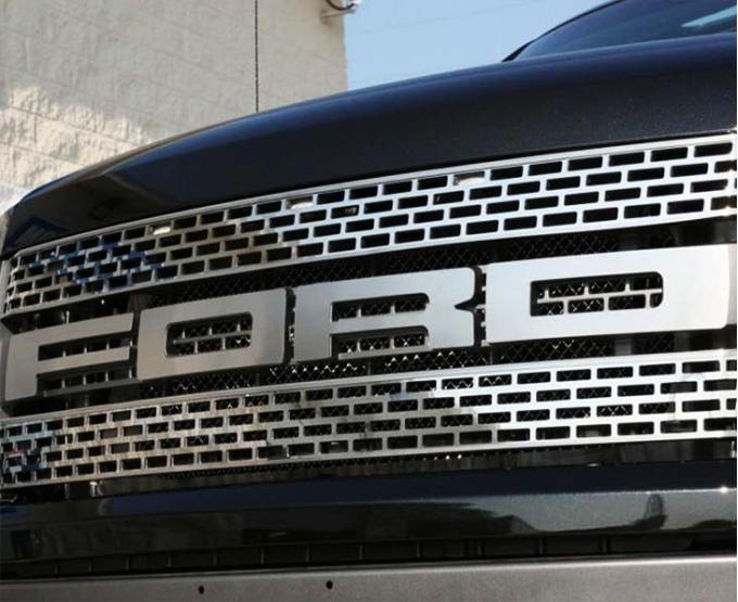 American Car Craft 2010-2014 Ford Raptor - Front Grille 'FORD' Letter Set 4Pc, Stainless Steel, 3 Finish Options (Polished) 772018
