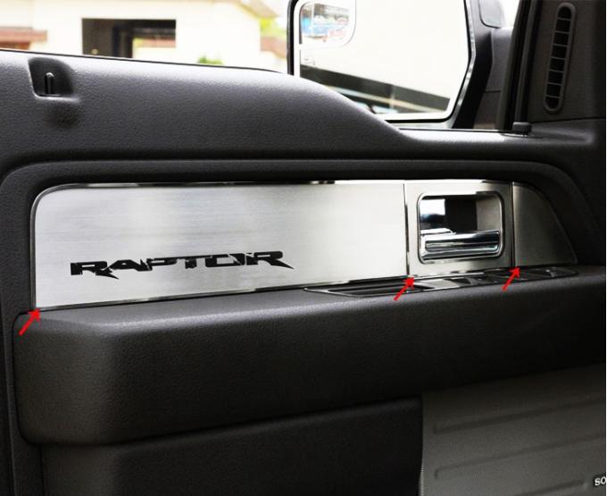 American Car Craft 2010-2014 Ford Raptor - Front Door Panel Inserts 6Pc, Brushed Stainless Steel 771029