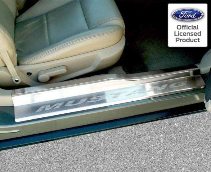 American Car Craft 2005-2009 Mustang V6/GT - Door Sills Etched MUSTANG 4Pc, Brushed Stainless Steel 271006