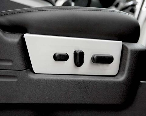 American Car Craft 2010-2014 Ford F150/Raptor - Seat Control Side Panel Trim 2Pc, Brushed Stainless Steel 771026
