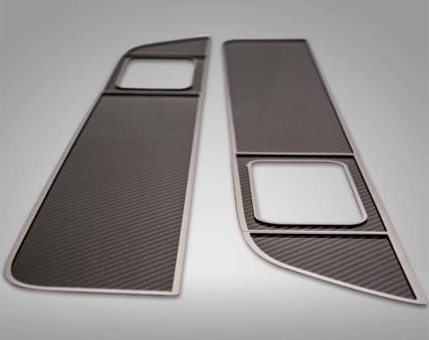American Car Craft 2009-2014 F-150/Raptor - Front Door Inserts Carbon Fiber 6Pc Kit, Stainless Steel/Carbon Fiber 771034