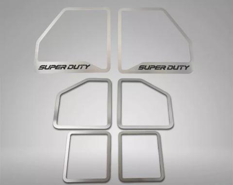 American Car Craft 2017-2022 Ford F250 Brushed Deluxe Door Speaker Trim "SUPER DUTY" Logo 6pc, Select Inlay 791034