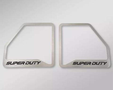 American Car Craft 2017-2022 Ford F250 Brushed Front Inner Door Speaker Trim "SUPER DUTY" Etched Logo 2pc, Select Inlay 791013