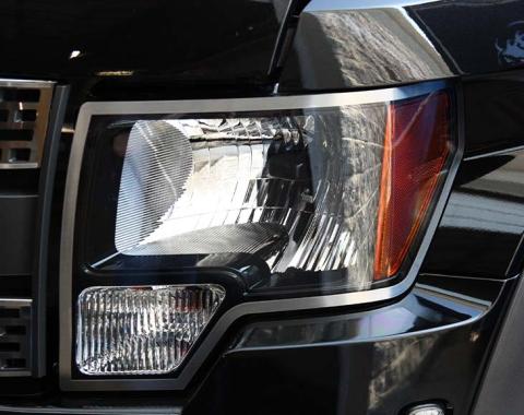 American Car Craft 2009-2014 Ford F-150/Raptor - Headlight Trim Rings 2Pc, Brushed Stainless Steel 772001