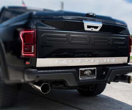 American Car Craft 2017-2019 Ford Raptor - Light Up 'RAPTOR' Tailgate Rocker Panel, Brushed Stainless Steel with Red LED 772088