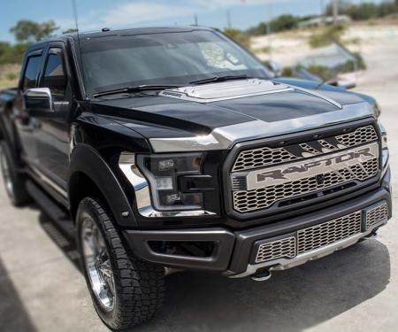 American Car Craft 2017-2018 Ford Raptor - Hood Accents 2Pc, Premium Stainless Steel (Polished) 772075