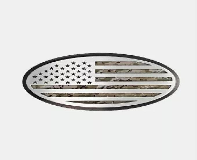 American Car Craft 2017-2022 Ford F250/F350 Tailgate Emblem Replacement- Black Brushed Stainless Steel with Brushed American Flag Top Plate 782104-multiWDL
