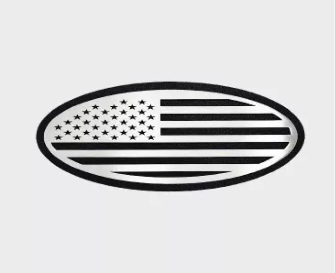 American Car Craft 2005-2014 Ford F150 Tailgate Emblem Replacement- Black Brushed Stainless Steel with Brushed American Flag Top Plate 762004