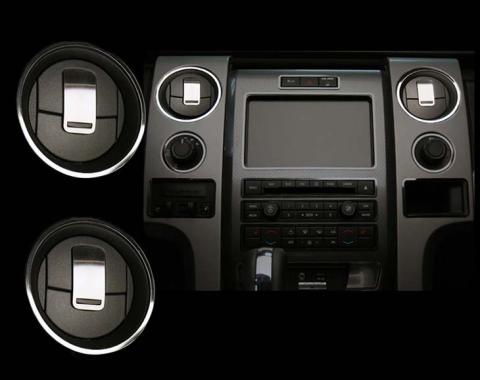 American Car Craft 2010-2014 Ford F150/Raptor - A/C Front Vent Trim Rings 8Pc, Polished/Brushed Stainless 771001