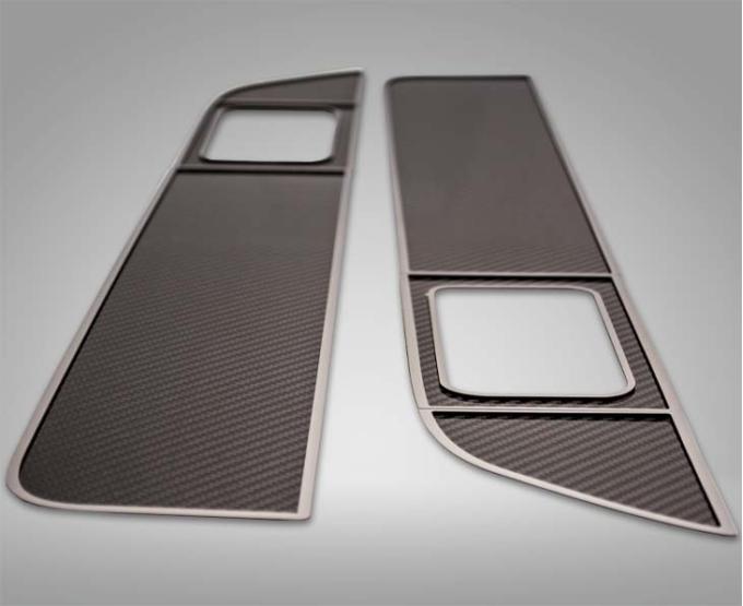 American Car Craft 2009-2014 F-150/Raptor - Front Door Inserts Carbon Fiber 6Pc Kit, Stainless Steel/Carbon Fiber 771034