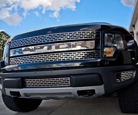 American Car Craft 2010-2014 Ford Raptor - Front Grille Polished with Black "RAPTOR" Insert, Stainless Steel 772022