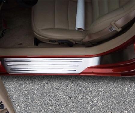 American Car Craft 2005-2013 C6 Corvette - Outer Door Sills with Chrome Ribs 2Pc, Brushed Stainless Steel 041014