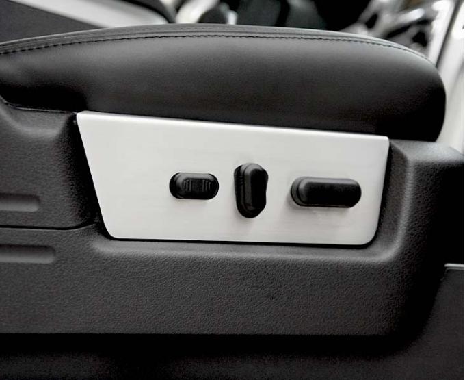 American Car Craft 2010-2014 Ford F150/Raptor - Seat Control Side Panel Trim 2Pc, Brushed Stainless Steel 771026