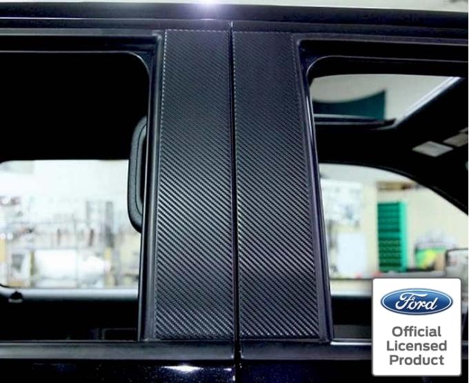 American Car Craft 2009-2014 Ford F-150/Raptor - Pillar Posts with Carbon Fiber Wrap 4Pc, Stainless Steel/Vinyl 772012