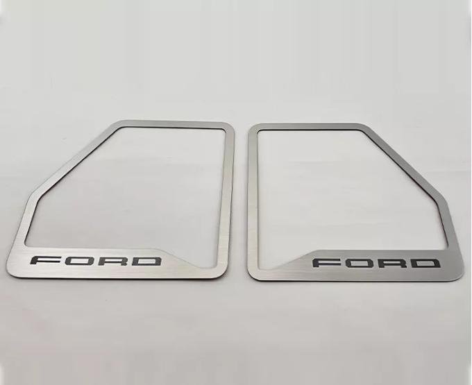 American Car Craft 2017-2022 Ford F250 Front Inner Door Speaker Trim "FORD" Etched Logo 2pc, Brushed Finish 791010
