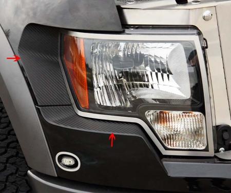 American Car Craft 2010-2014 Ford Raptor - Carbon Fiber Headlight Trim 2Pc, Carbon Fiber Wrap 772003