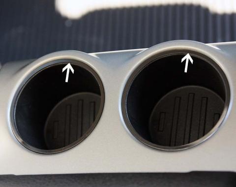 American Car Craft 2010-2014 Ford F150/Raptor - Cup Holder Trim Rings Rear 2Pc, Polished Stainless Steel 771025