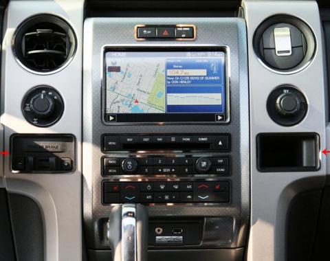 American Car Craft 2010-2014 Ford F150/Raptor - Dash Trim for Trailer Brake & Cubby Hole, Stainless Steel (Brushed) 771017