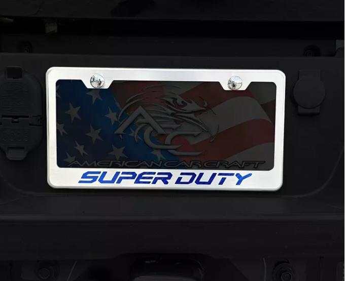 American Car Craft 2017-2022 Ford F-250 License Plate Frame with "Super Duty" Lettering (No color) 792002
